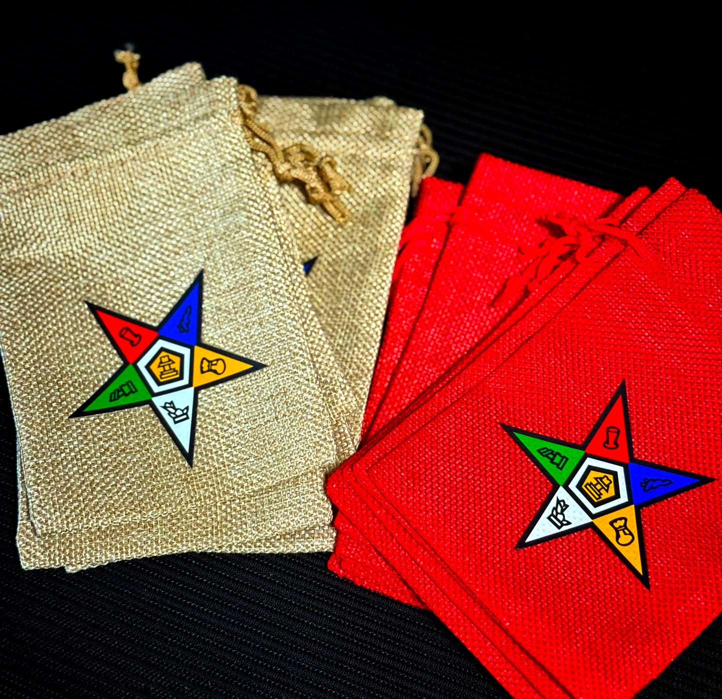 Order of Eastern Star (OES) Gift Bags | OES Burlap Bag - Pentagon Point Up - 550strong