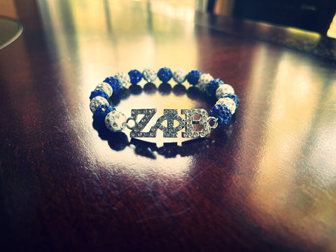 Zeta Phi Beta Blue and White Charm beaded bracelet | 10mm - Zeta Phi Beta Bracelet - Gift - 550strong
