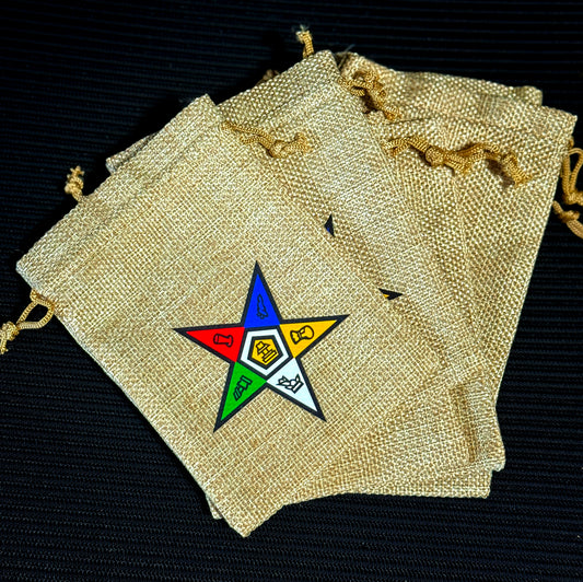 Order of Eastern Star (OES) Gift Bags | OES Burlap Bag  - Pentagon Point Up - 550strong