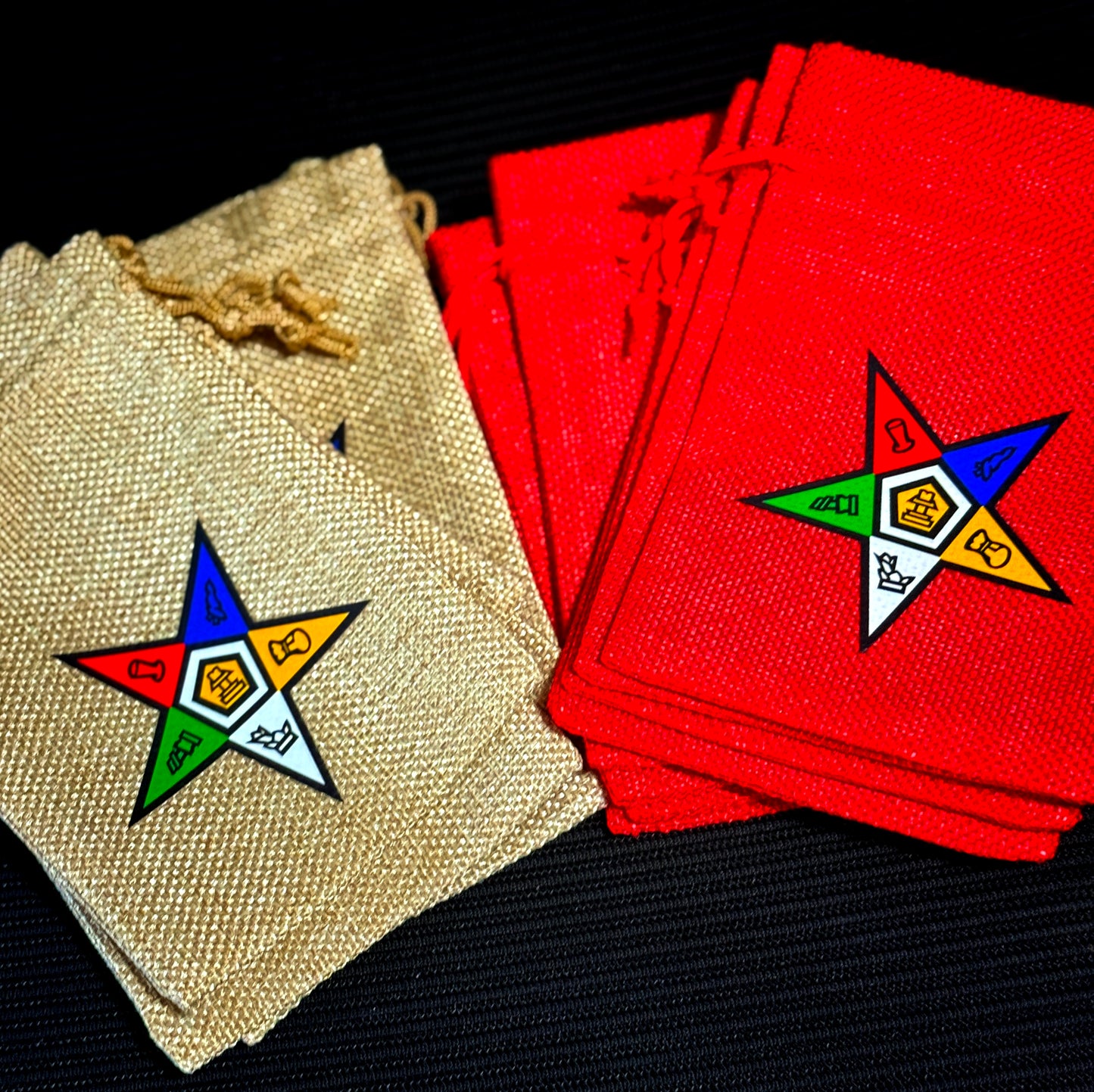 Order of Eastern Star (OES) Gift Bags | OES Burlap Bag  - Pentagon Point Up - 550strong