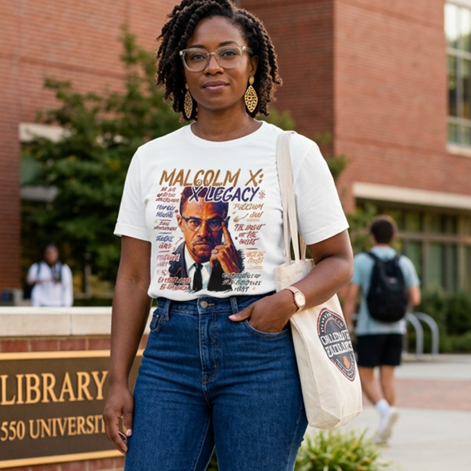 Malcolm X Legacy Tee | Black History Activist T-Shirt | Freedom and Justice Graphic Shirt - 550strong