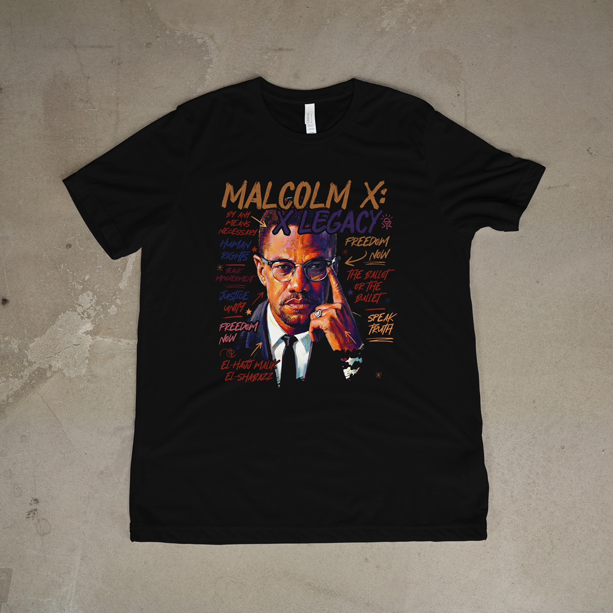 Malcolm X Legacy Tee | Black History Activist T-Shirt | Freedom and Justice Graphic Shirt - 550strong