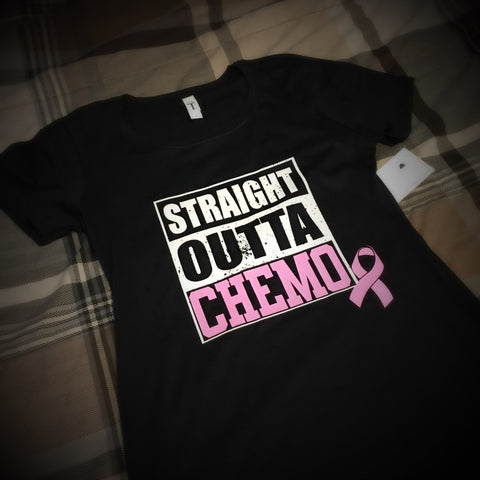 Awareness - Straight Outta Chemo (Breast Cancer Awareness) - T-Shirt - 550strong