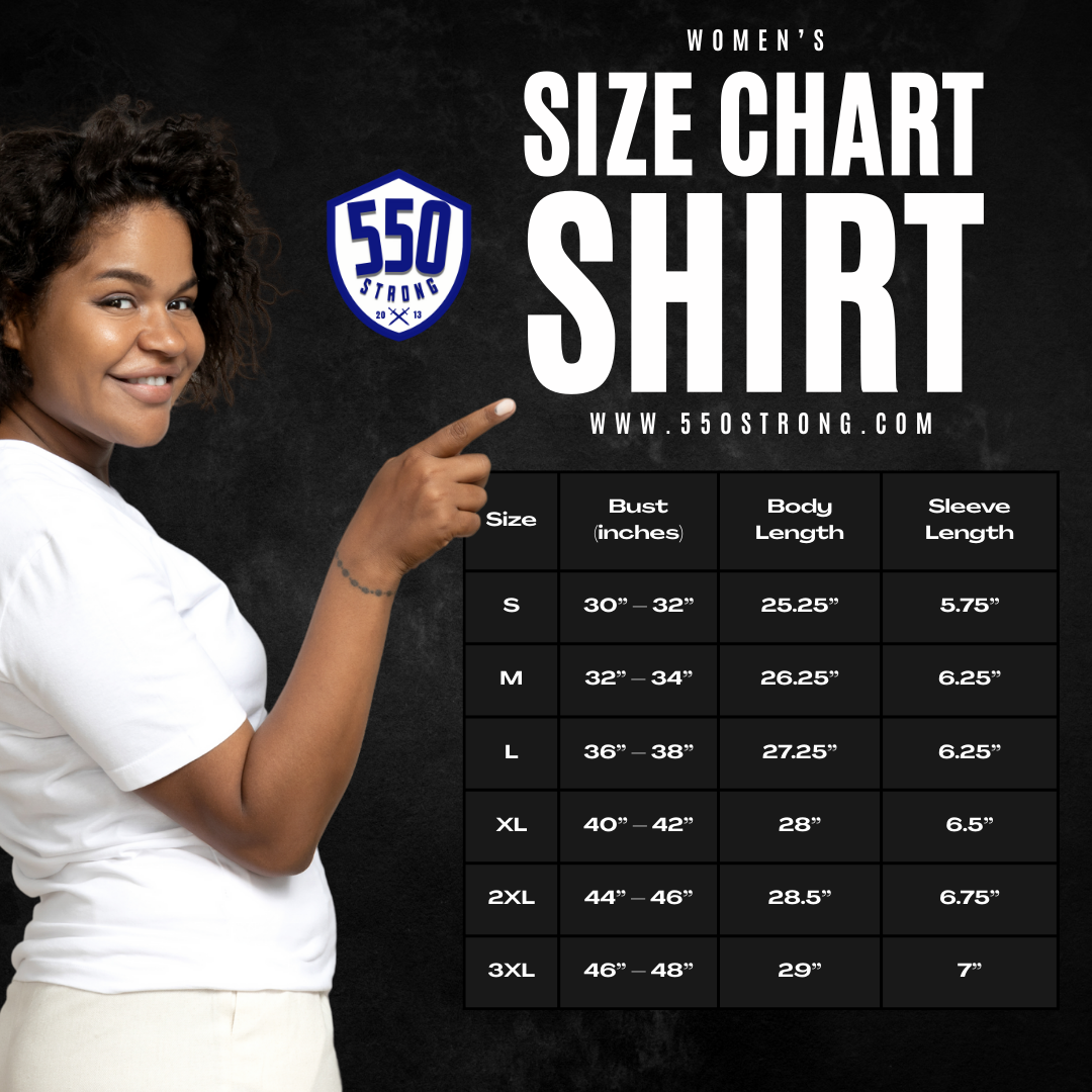 a women's size chart for a shirt