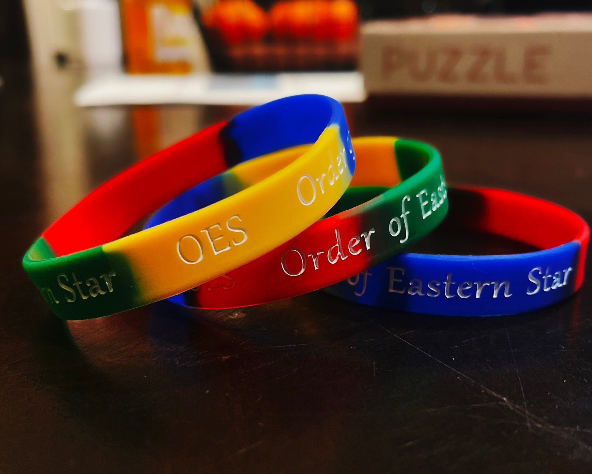 OES Bracelet / Order of the Eastern Star Bracelet / OES Rubber / Soft PVC Bracelet - Colorful - 550strong